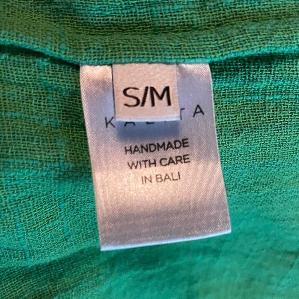 Kalita Tiered Cotton Handmade Green Maxi Dress with Spaghetti Straps + Low Back - Picture 5 of 10